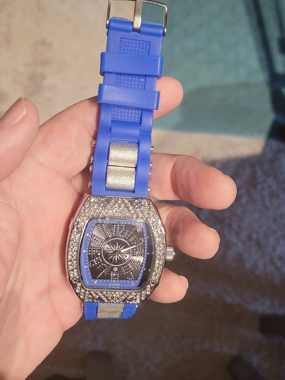 Blue Diamond-Accent Men's Watch